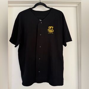 Unisex Long Beach Off Track Black Button Down Shirt